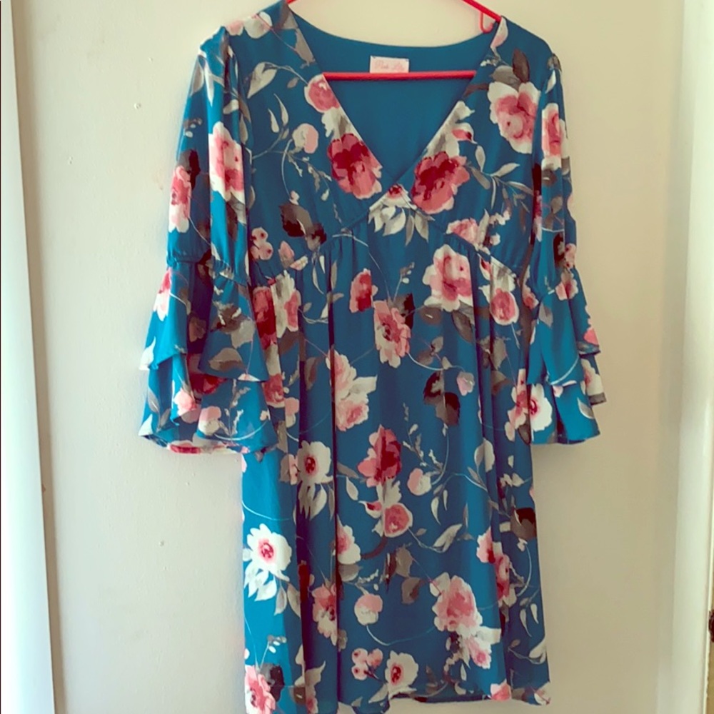 Pink lily boutique bell sleeve floral dress